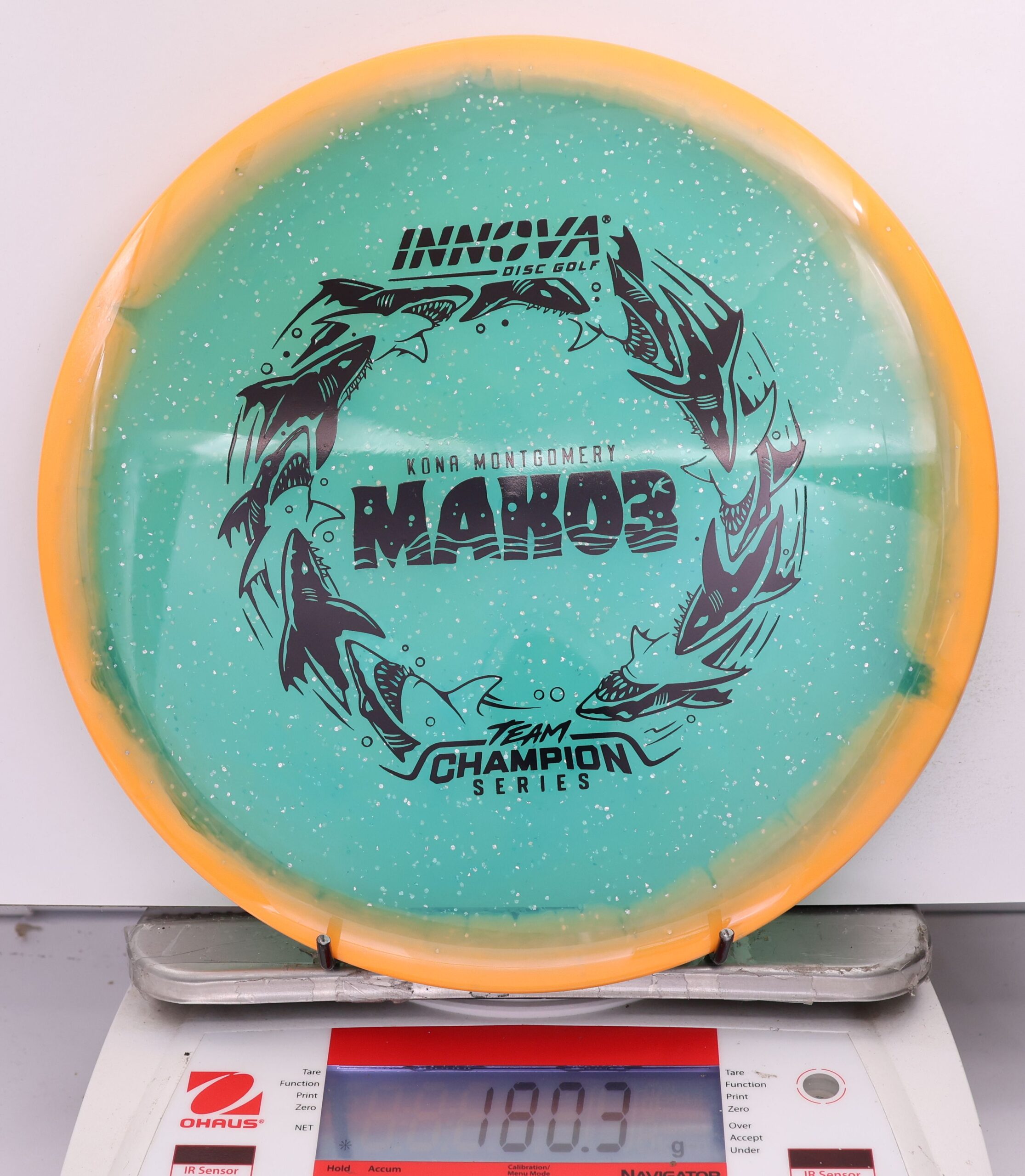 628945 Metal Flake Halo Champion Mako3, Kona Montgomery 2026 Tour Series - #15 Orange-Teal, 180