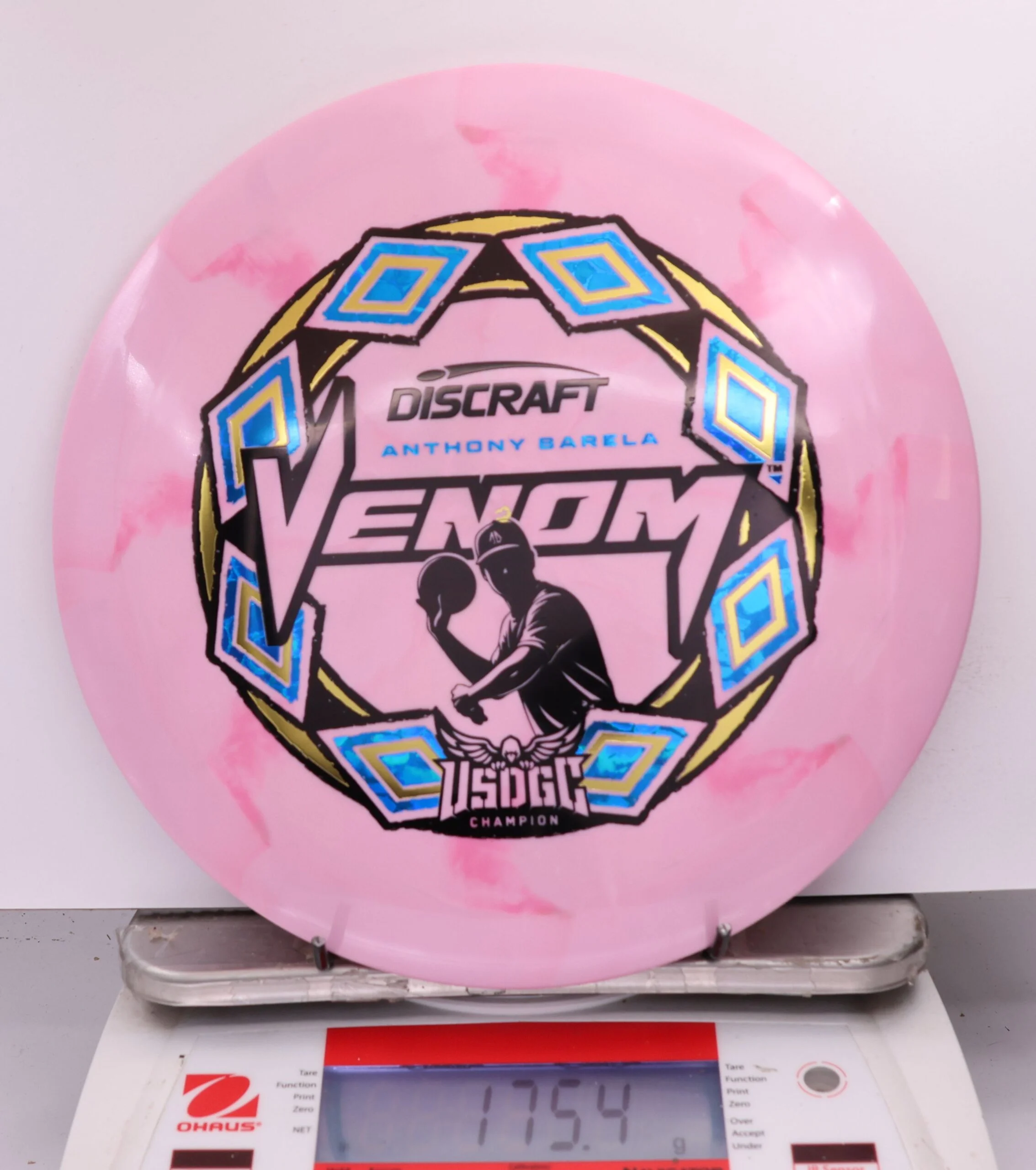 635201 ESP Swirl Venom, Anthony Barela 2025 USDGC Champion - #33 LtPink, 175