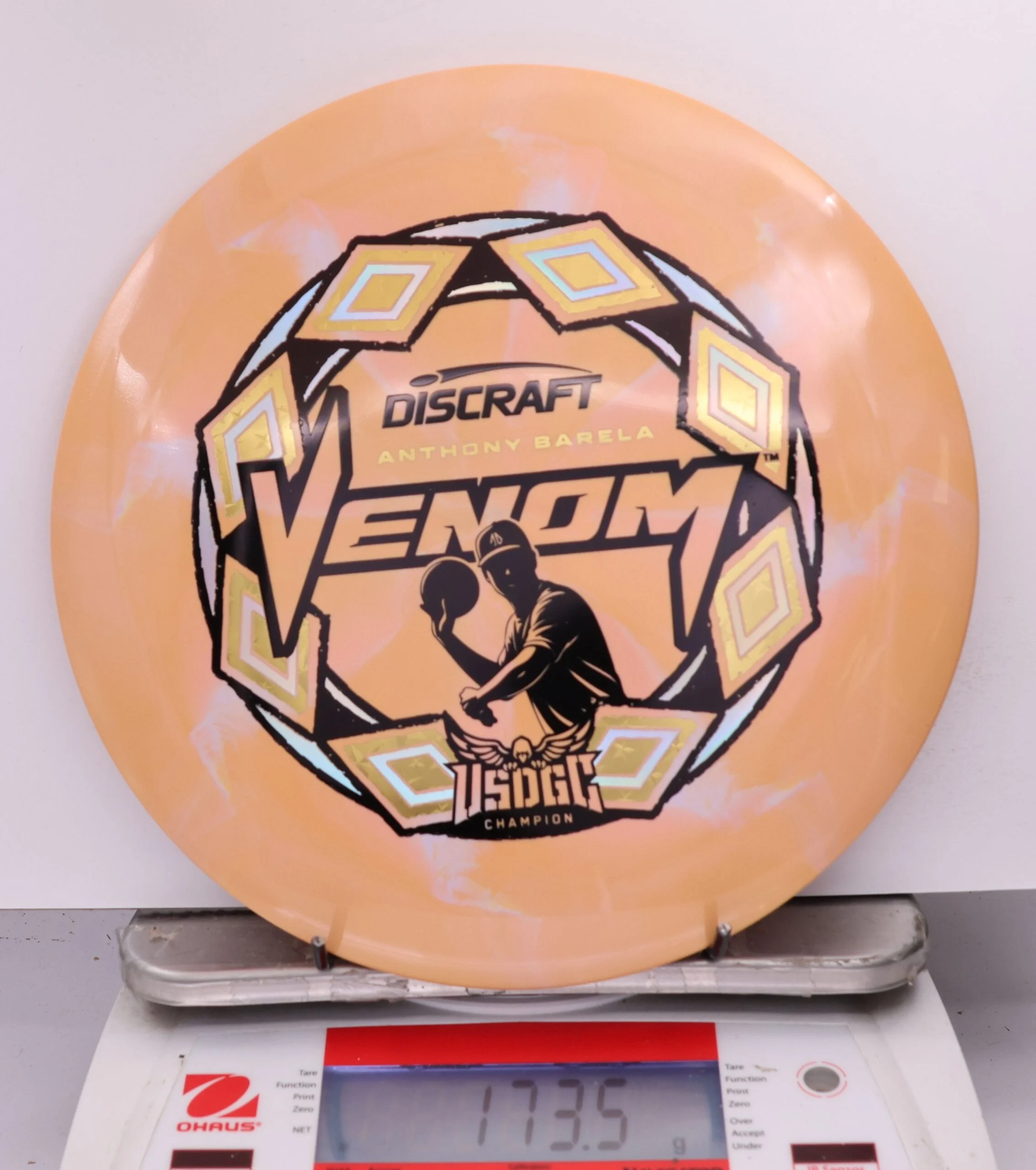 635229 ESP Swirl Venom, Anthony Barela 2025 USDGC Champion - #43 LtOrange, 174