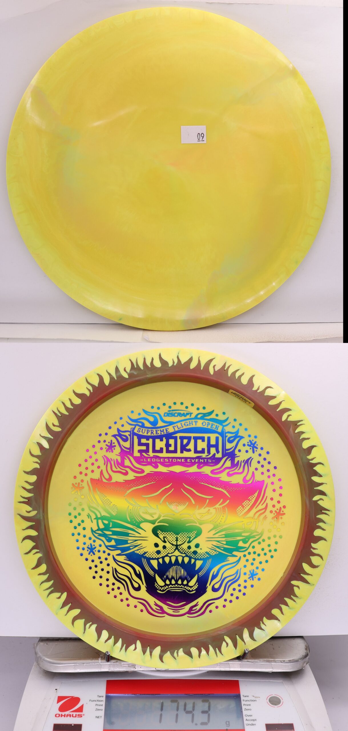 663039 ESP Swirl Fuzed Line Scorch, Bottom Stamp - 2026 Supreme Flight Open - #09 Yellow-Maroon, 174