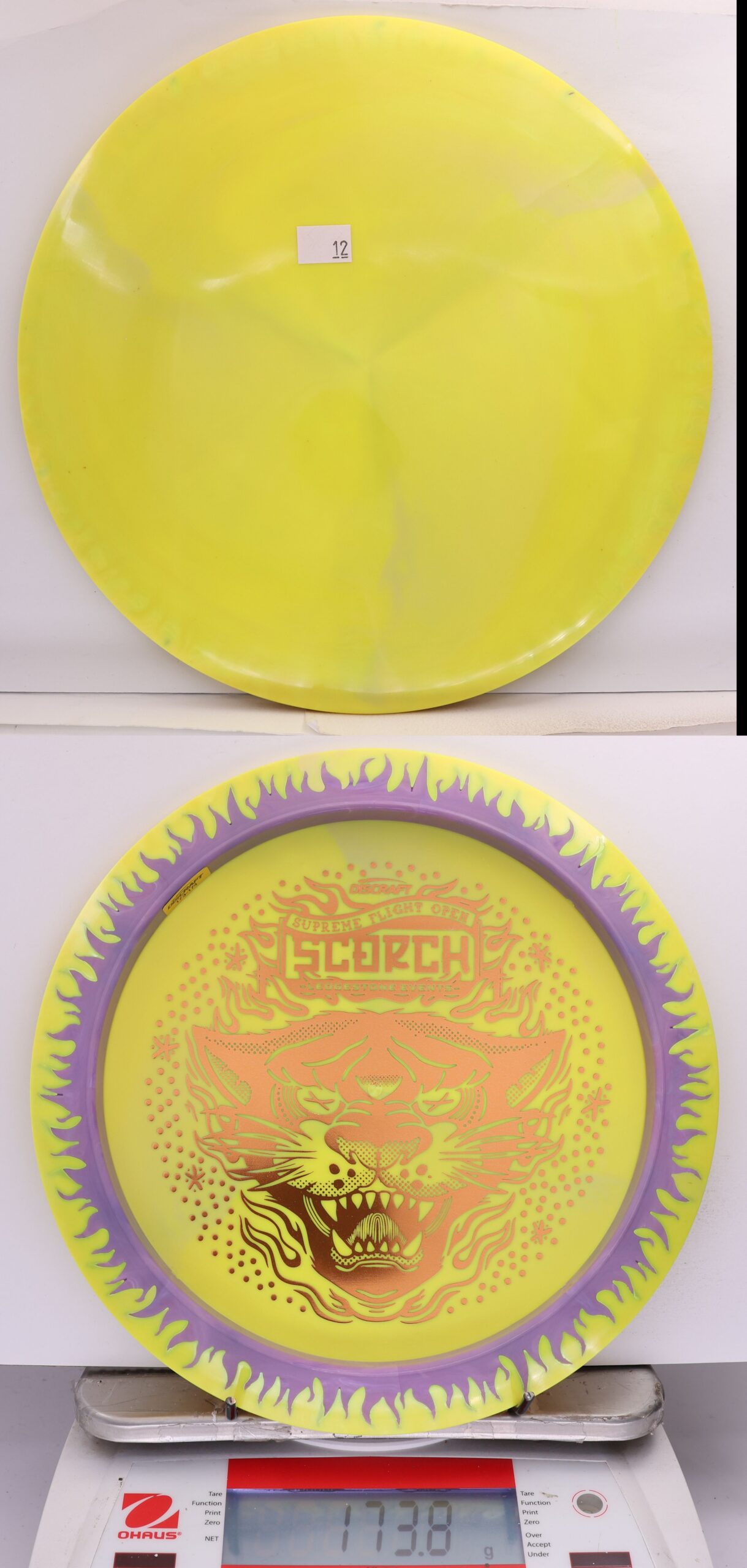 663071 ESP Swirl Fuzed Line Scorch, Bottom Stamp - 2026 Supreme Flight Open - #12 Yellow-Purple, 174