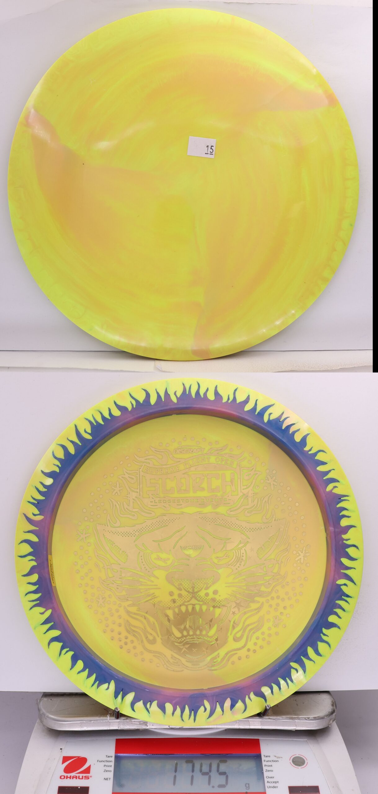 663074 ESP Swirl Fuzed Line Scorch, Bottom Stamp - 2026 Supreme Flight Open - #15 Yellow-Blurple, 175