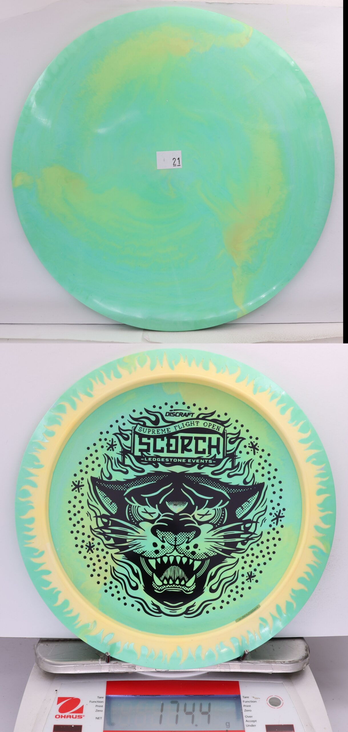 663109 ESP Swirl Fuzed Line Scorch, Bottom Stamp - 2026 Supreme Flight Open - #21 Teal-Tan, 174