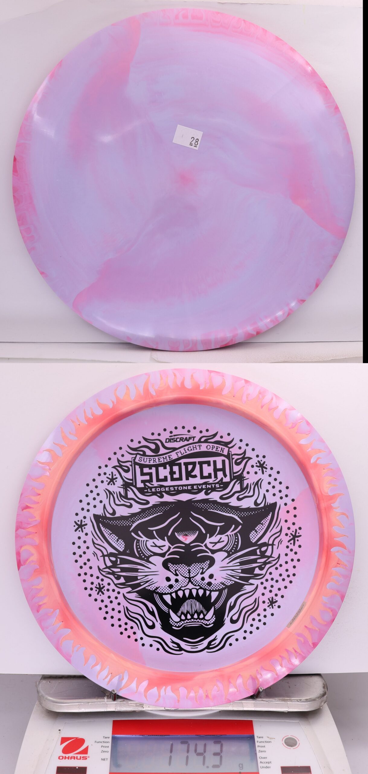 663174 ESP Swirl Fuzed Line Scorch, Bottom Stamp - 2026 Supreme Flight Open - #28 LtPurple-Salmon, 174q