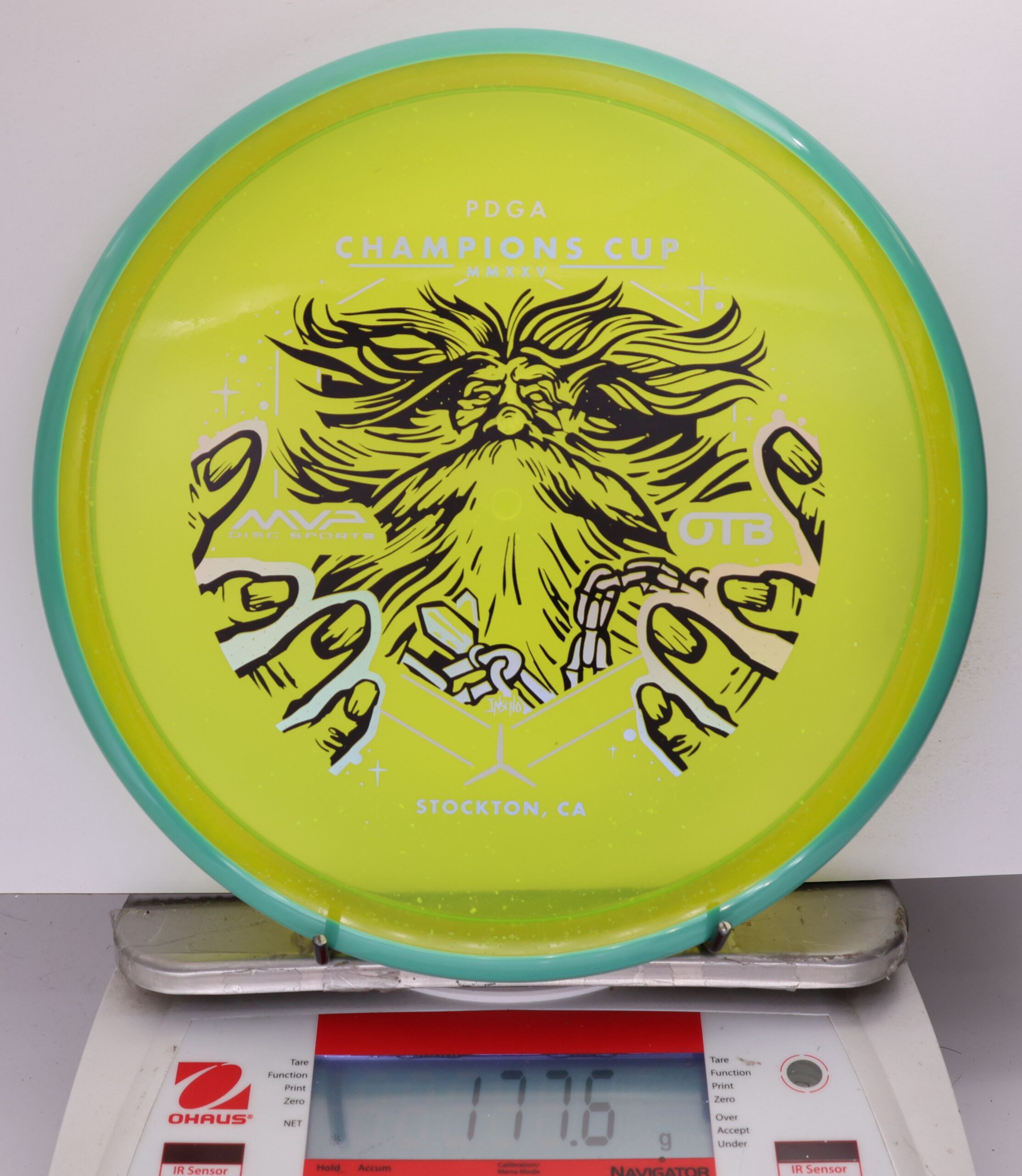 699583 Particle Glow Proton Hex, PDGA Champions Cup 2025 - #359 Blue-Yellow, 178