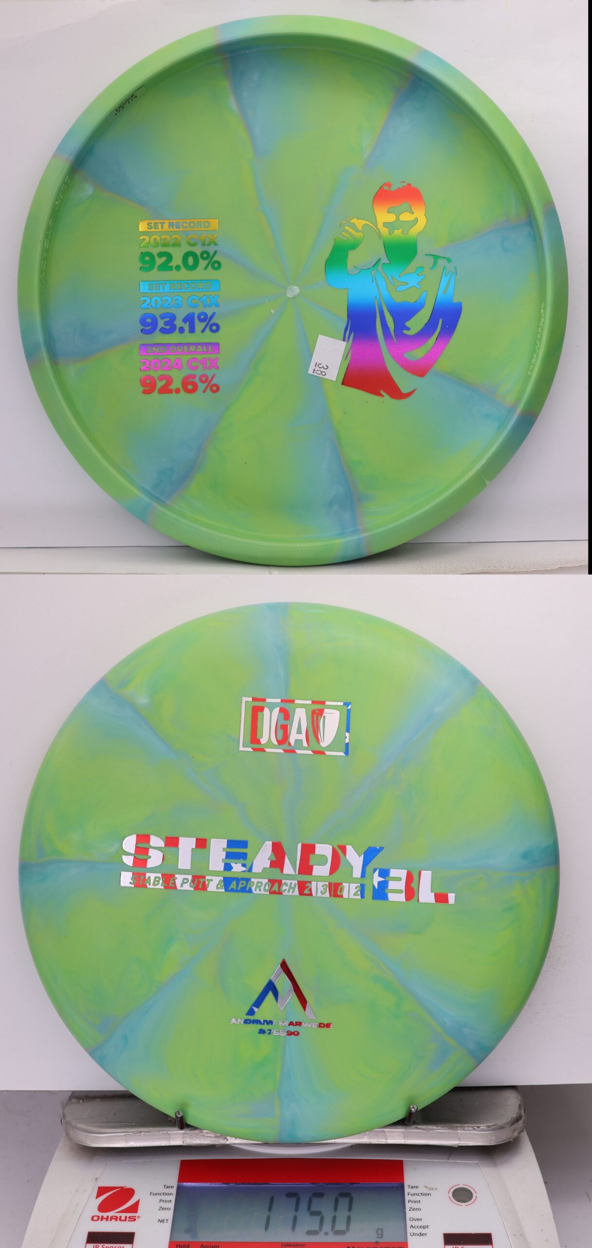 734565 D-Line Swirl Stone Steady BL, Andrew Marwede Bottom Stamp - #38 GreenBlue, 175