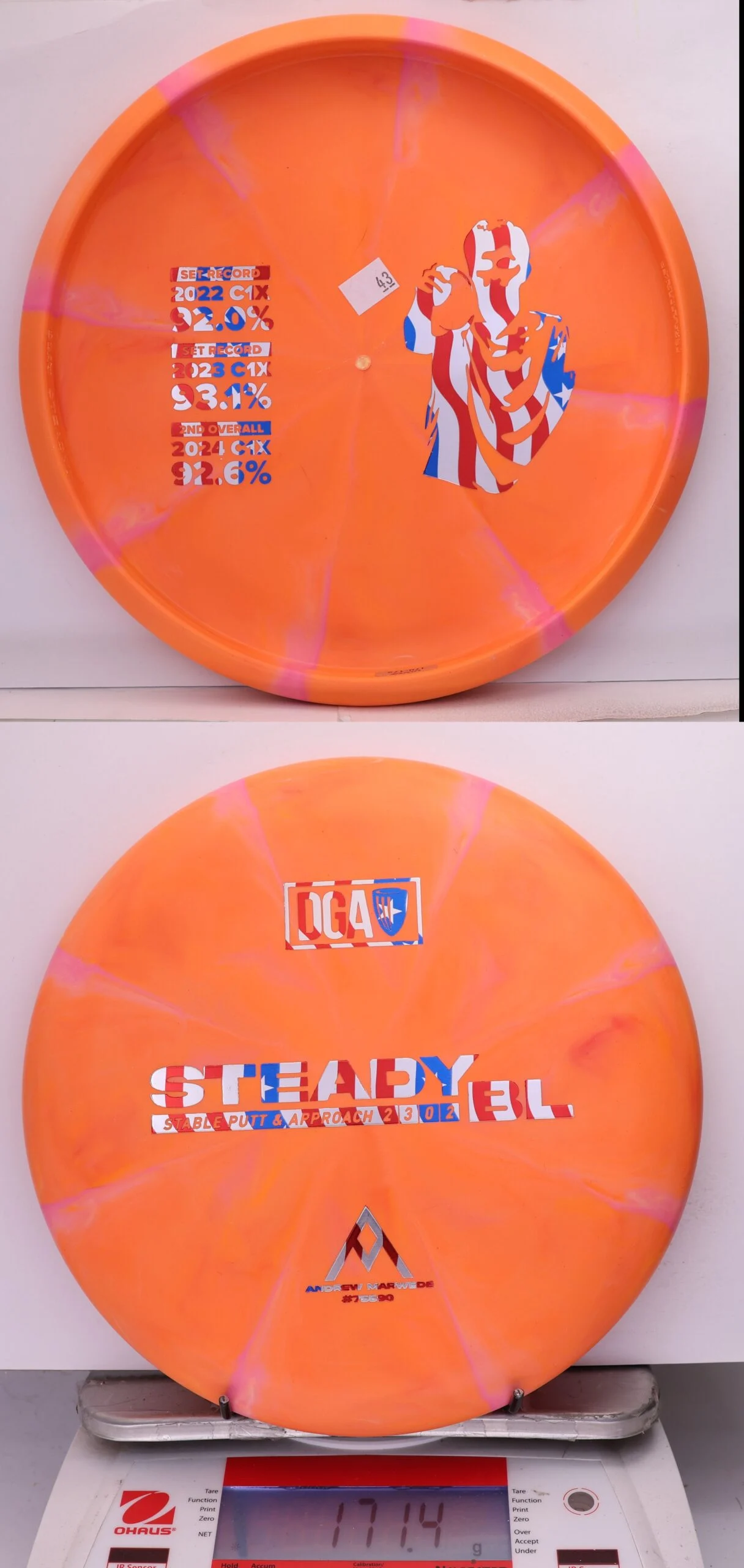 734580 D-Line Swirl Stone Steady BL, Andrew Marwede Bottom Stamp - #43 OrangePink, 171