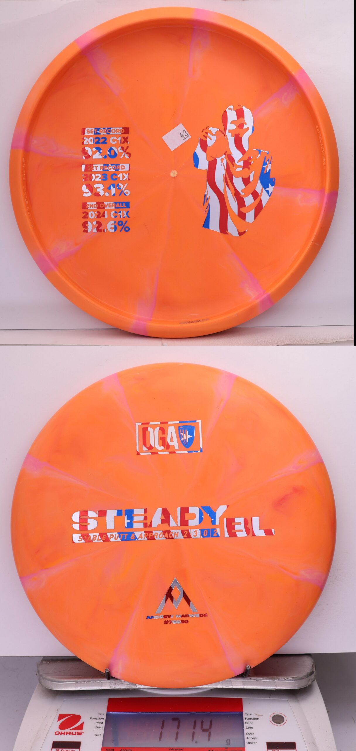 734580 D-Line Swirl Stone Steady BL, Andrew Marwede Bottom Stamp - #43 OrangePink, 171