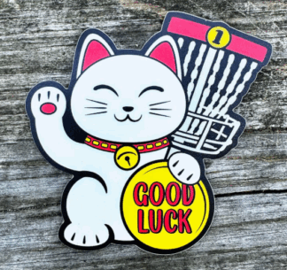 Good Luck Cat Disc Golf Sticker