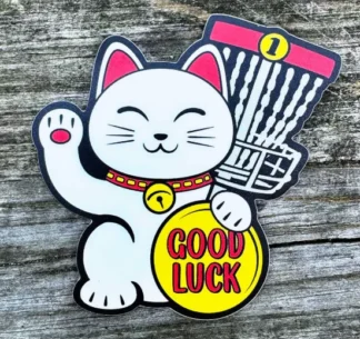 Good Luck Cat Disc Golf Sticker