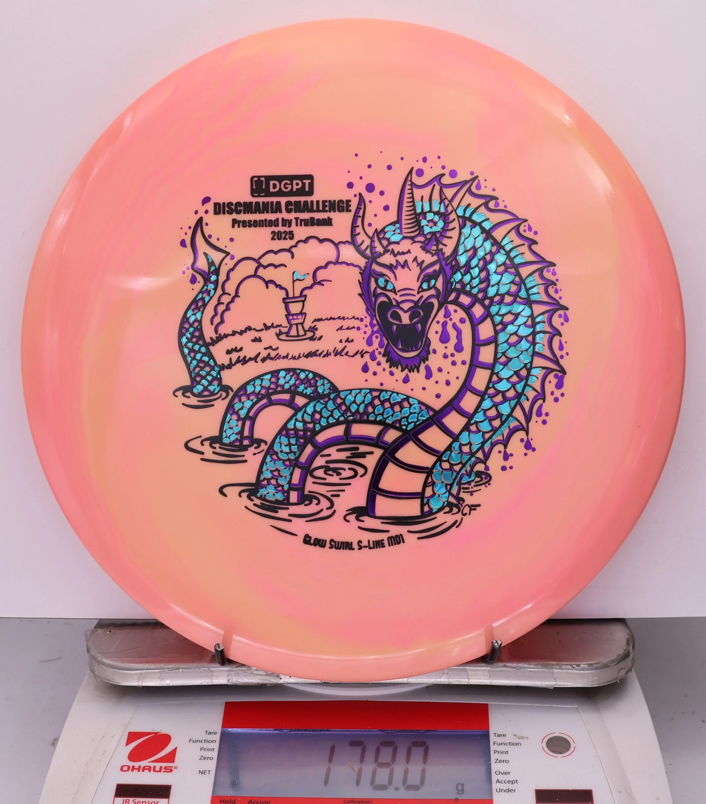 800973 Glow Swirly S-Line MD1, Discmania Challenge 2025 - #04 Peach, 178
