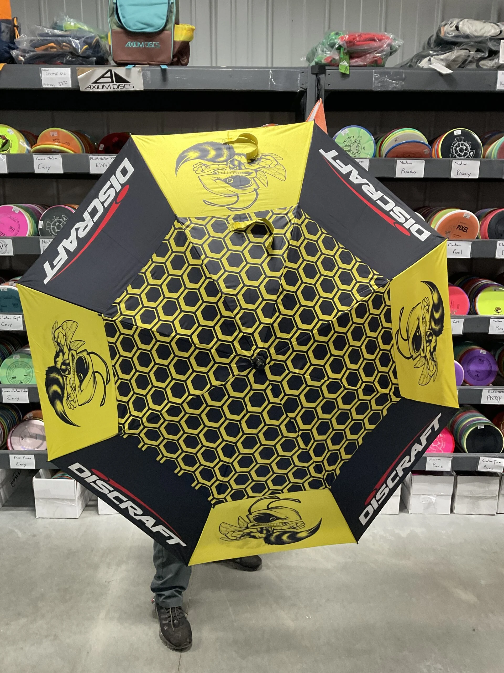 812481 X-Out Discraft Buzzz Umbrella - YellowBlack, 50\"Opened