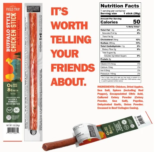 841053 Field Trip Meat Stick Snacks 1oz - Buffalo Chicken, 1oz