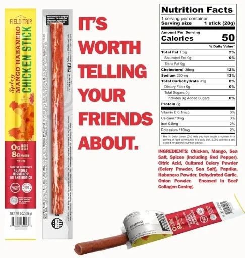 841059 Field Trip Meat Stick Snacks 1oz - Mango Habenero Chx, 1oz