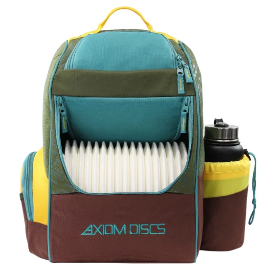 847140 Axiom Shuttle Backpack Bag - With Velcro - OliveTropicBlueYellow, 18-20 Discs