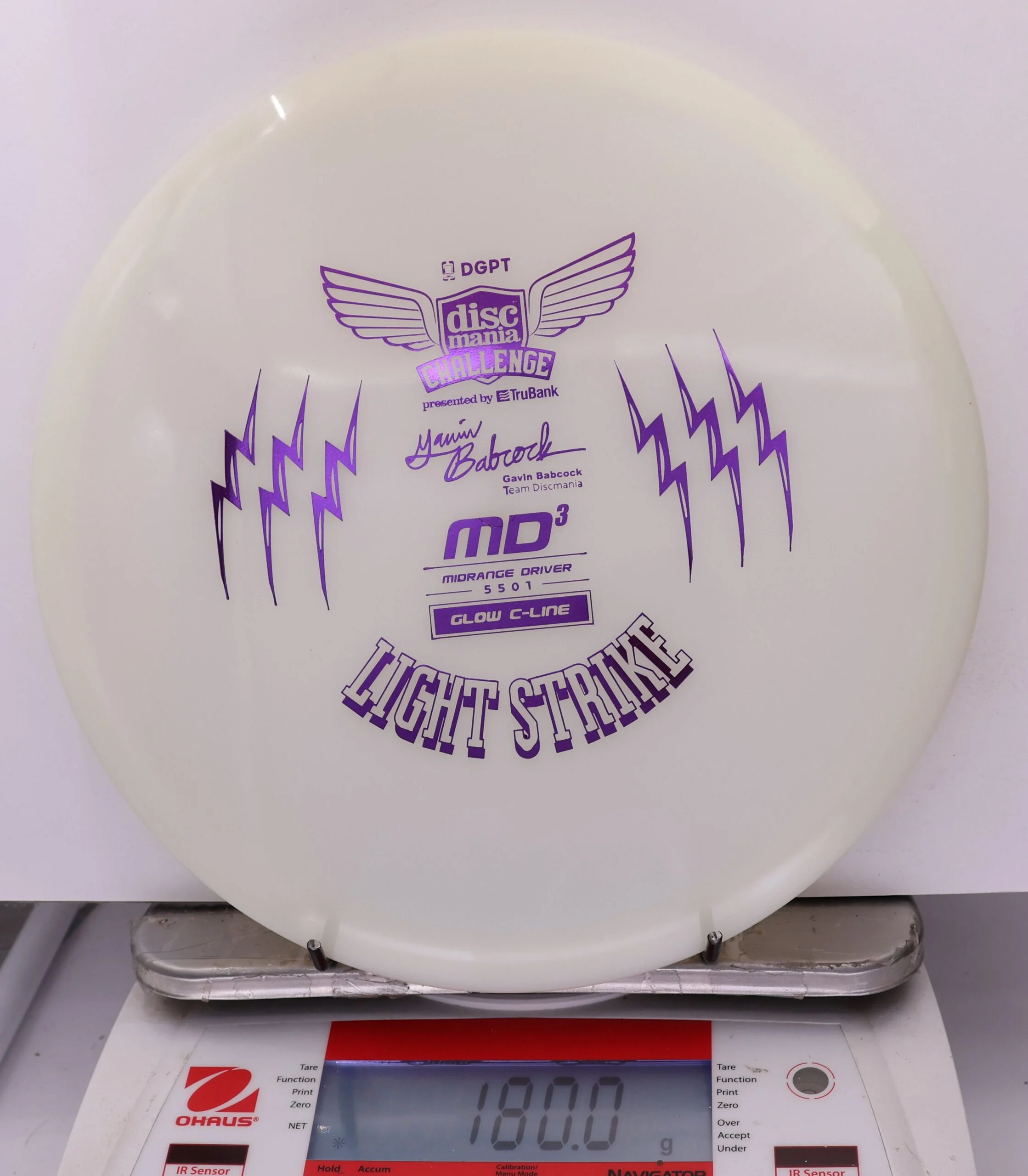 877508 Color Glow C-Line MD3, Gavin Babcock 2026 Signature Series - Discmania Challenge Fundraiser - #25 WhiteGlow, 180