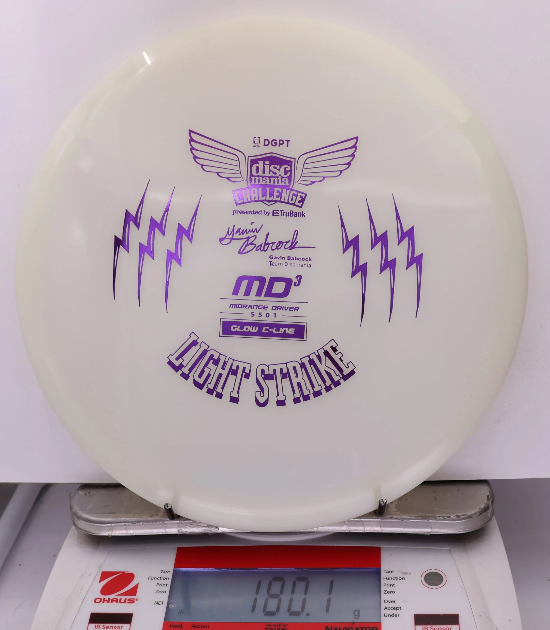 877509 Color Glow C-Line MD3, Gavin Babcock 2026 Signature Series - Discmania Challenge Fundraiser - #26 WhiteGlow, 180