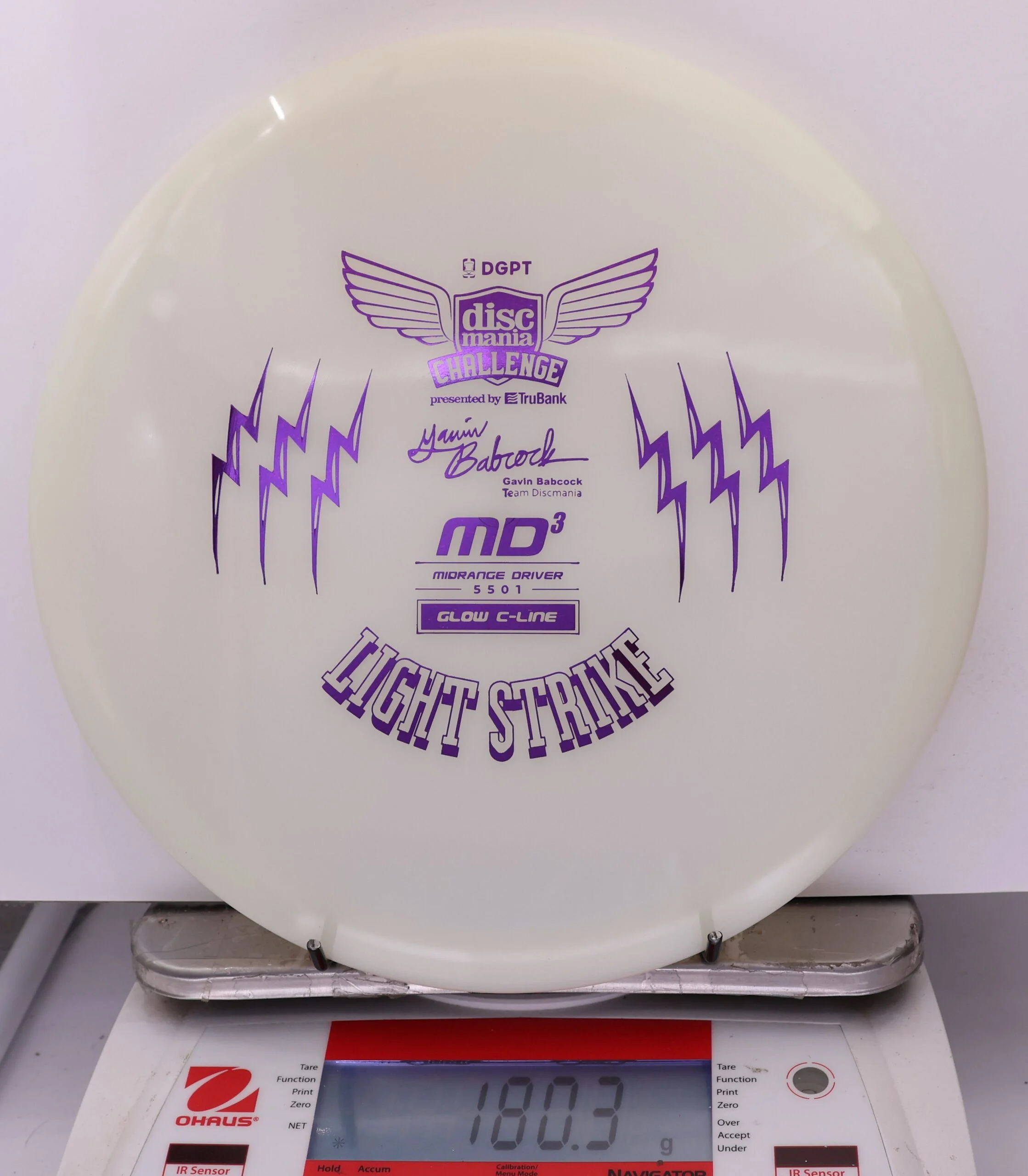 877510 Color Glow C-Line MD3, Gavin Babcock 2026 Signature Series - Discmania Challenge Fundraiser - #27 WhiteGlow, 180