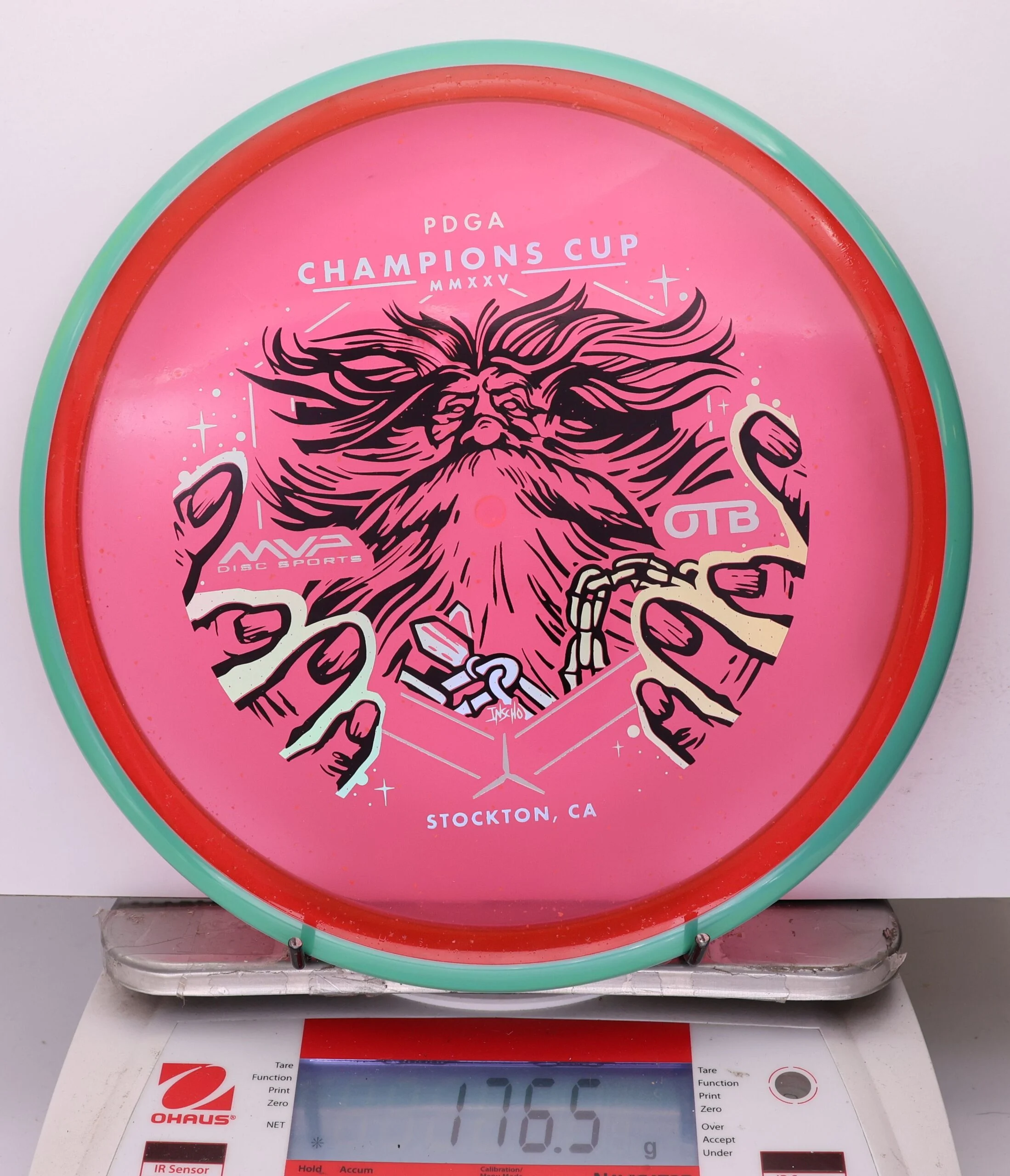 1039084 Particle Glow Proton Hex, PDGA Champions Cup 2025 - #385 Teal-Red, 177