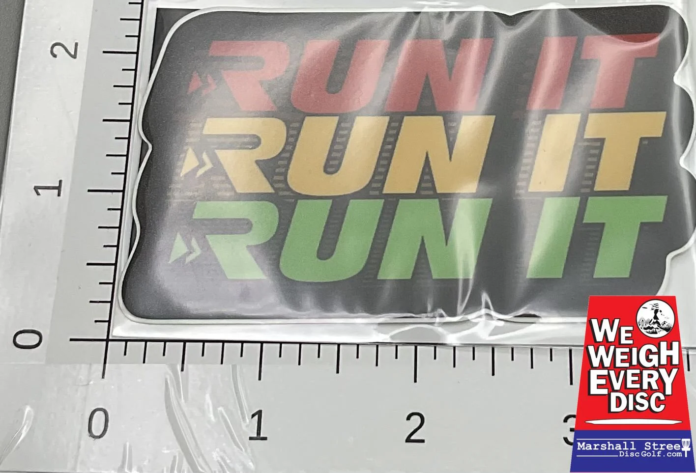 1072690 Run It Disc Golf Golf Sticker - RedYellowGreen