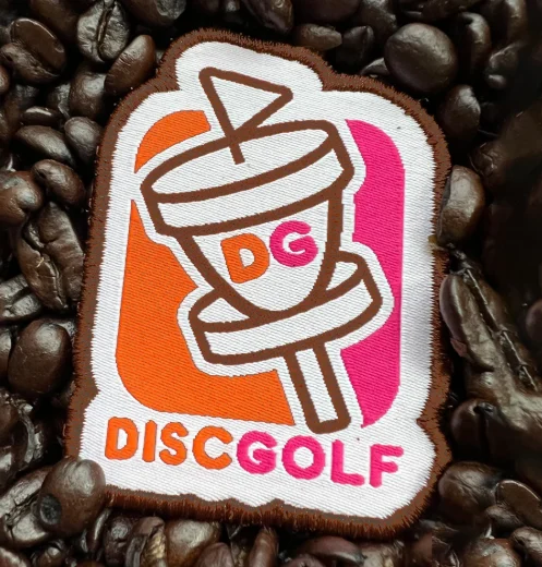 1075679 Dunkin, Disc Golf Patch - Dunkin-PinkOrange