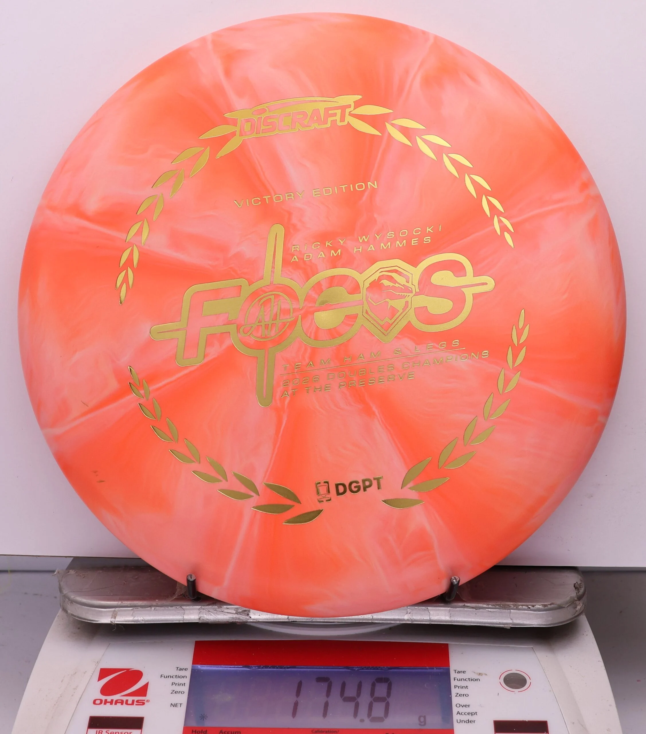 1101672 Crazy Tuff Swirl Focus, Ricky Wysocki & Adam Hammes 2026 DGPT Doubles Champion - #05 Orange, 175