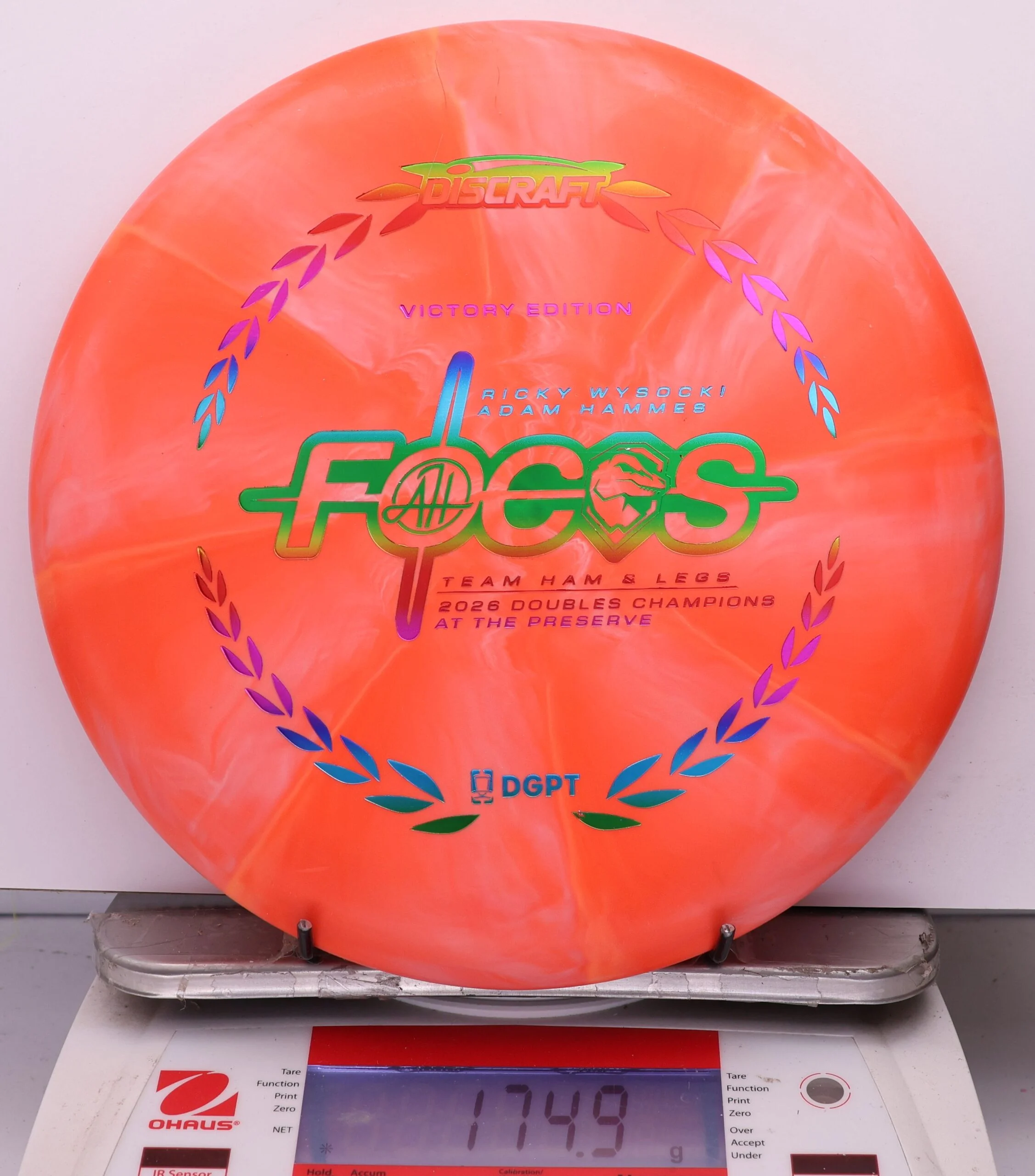 1101688 Crazy Tuff Swirl Focus, Ricky Wysocki & Adam Hammes 2026 DGPT Doubles Champion - #07 Orange, 175