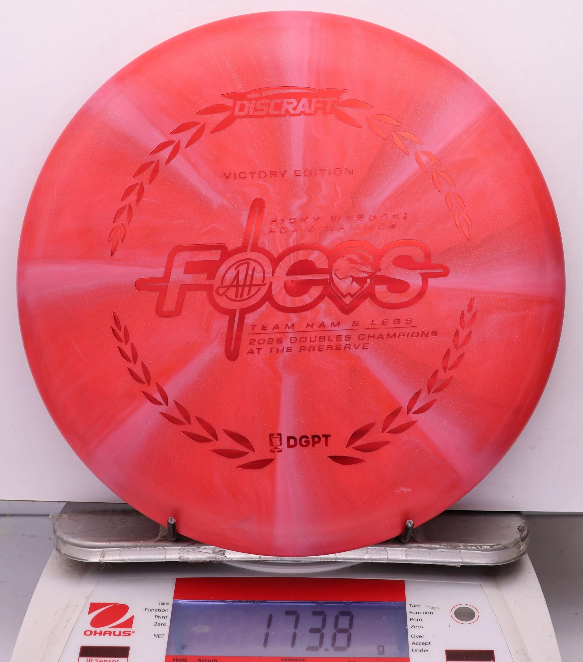 1101689 Crazy Tuff Swirl Focus, Ricky Wysocki & Adam Hammes 2026 DGPT Doubles Champion - #08 RedPink, 174