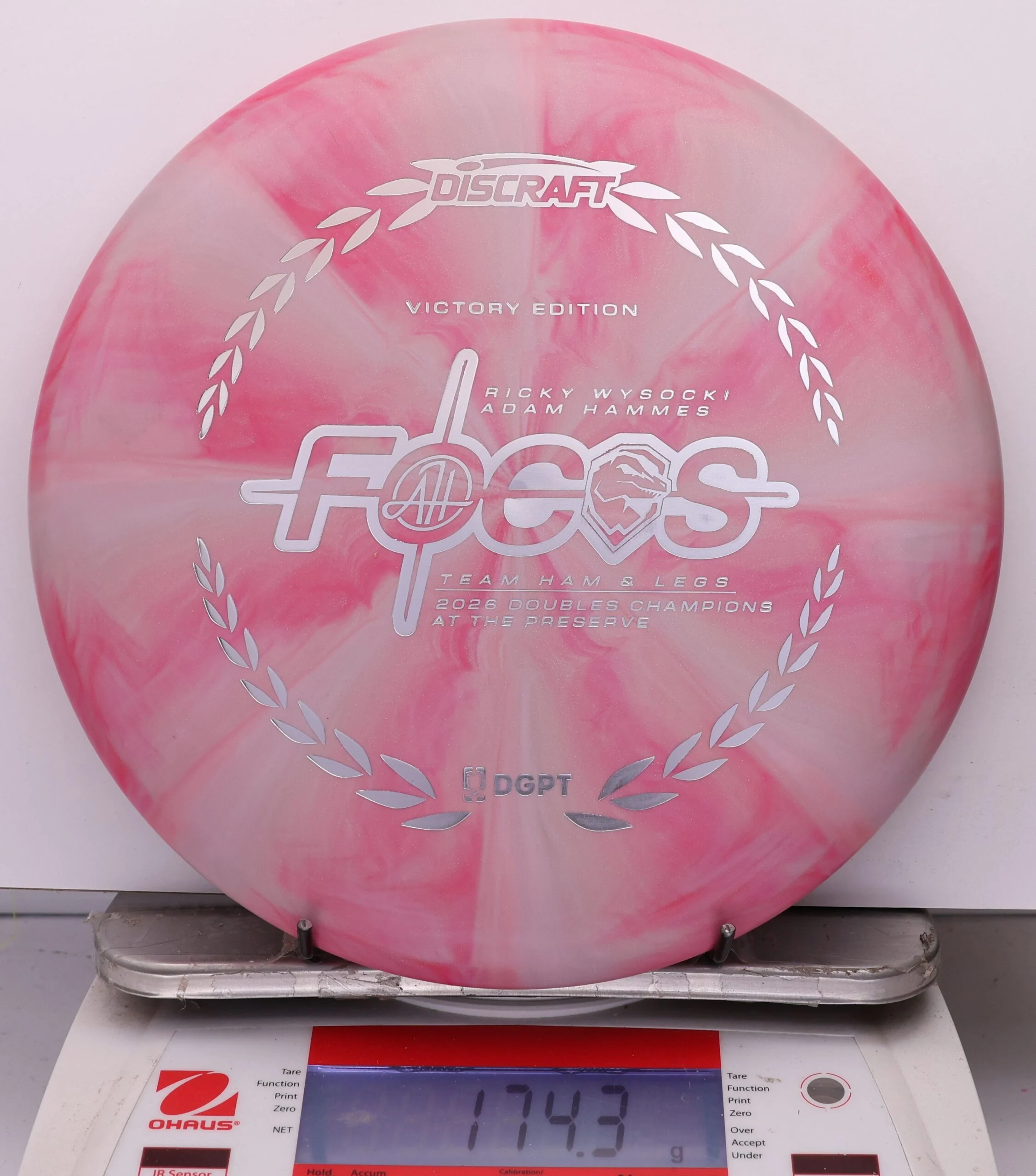 1101710 Crazy Tuff Swirl Focus, Ricky Wysocki & Adam Hammes 2026 DGPT Doubles Champion - #15 PinkGray, 174