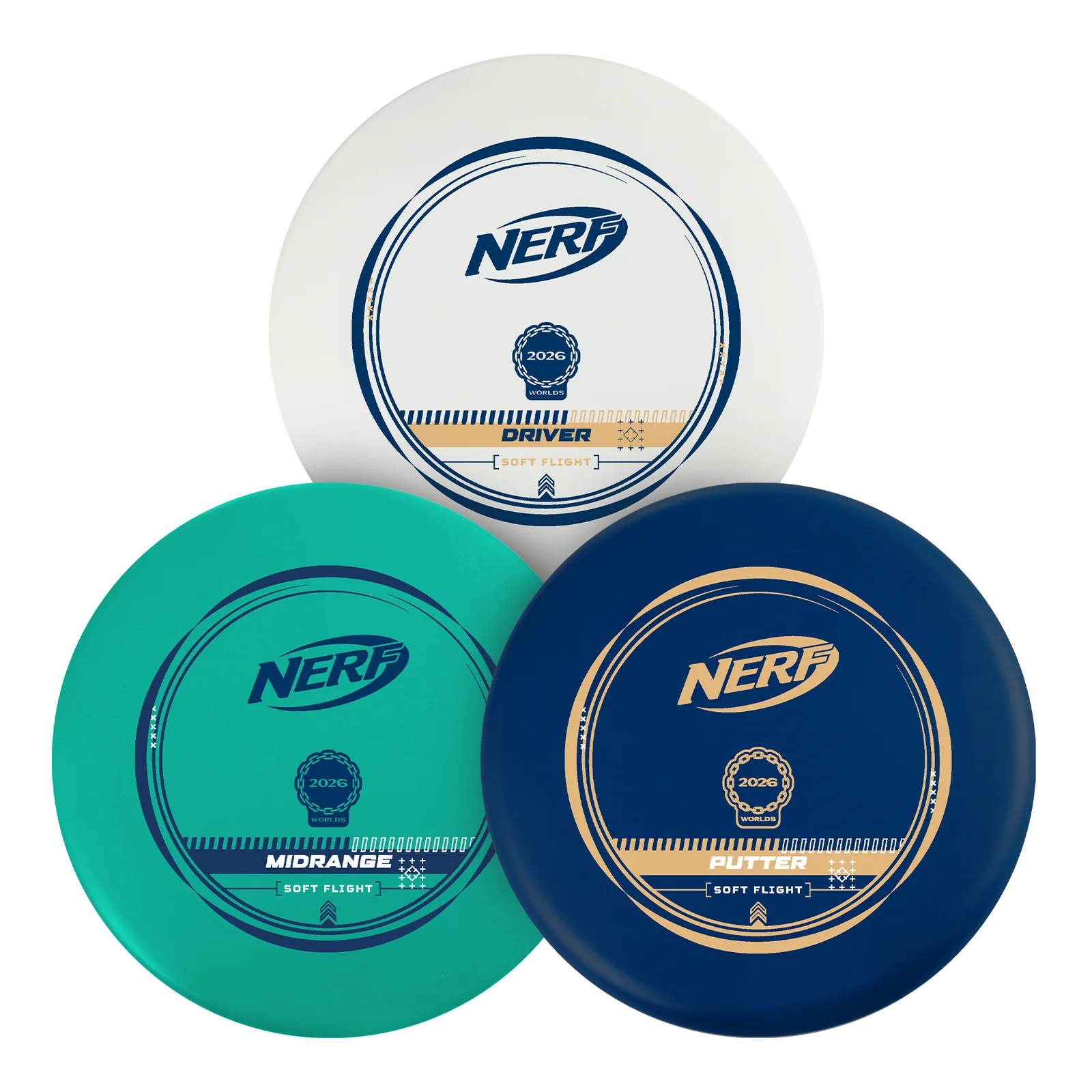 1107111 NERF x Prodigy Soft Flight PDGA World Championship 3-Disc Set, Limited Edition - Teal/Blue/White, 3-Disc Set