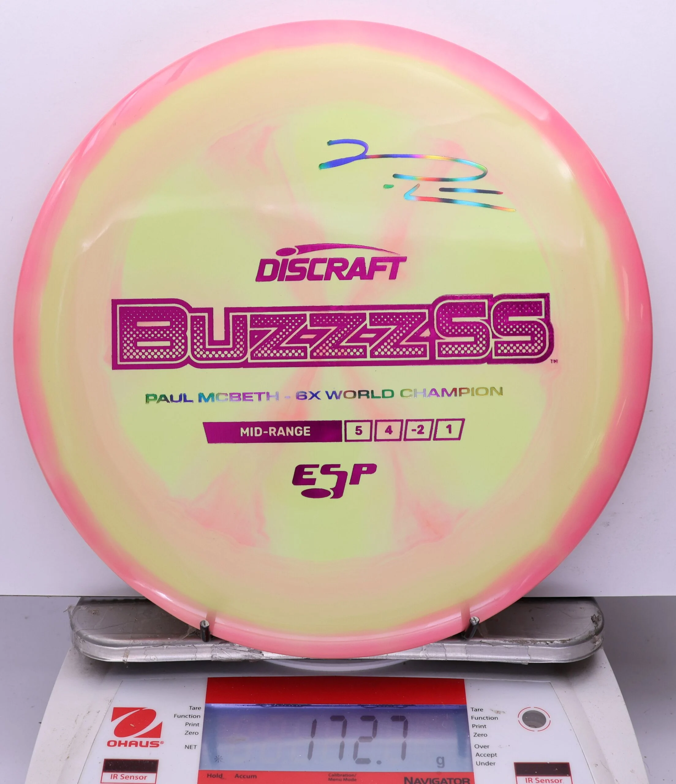 1141150 ESP Buzzz SS, Paul McBeth 6X - #528 PinkYellow, 173