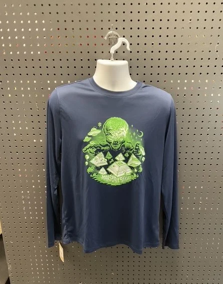 1158694 Martial Street Long Sleeve Performance Tech Tee - Navy-Green, Small