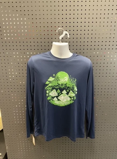 1158695 Martial Street Long Sleeve Performance Tech Tee - Navy-Green, Medium