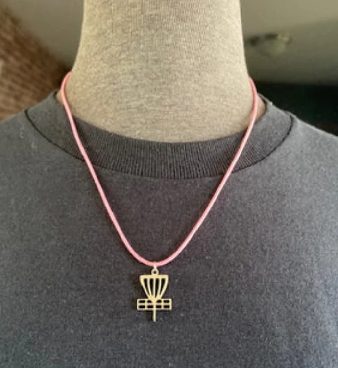 1180731 Carbella Designs: Disc Golf Small Basket Necklace - Pink