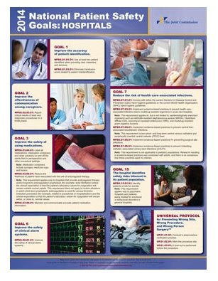2014 National Patient Safety Goals for Hospitals. 8.5 x 11 Laminated Posters. Pack of 10 Cover Image