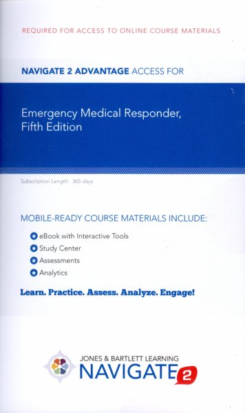 Navigate 2 Advantage Access Code for Emergency Medical Responder, 5th Edition. 12 Months Cover Image