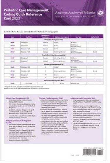 Pediatric Care Management Coding Quick Reference Card 2023 Cover Image