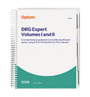 DRG Expert 2026: A Comprehensive Guidebook to the DRG Classification System Using ICD-10-CM and ICD-10-PCS Code Sets Cover Image