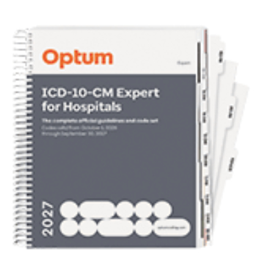 ICD-10-CM Expert for Hospitals 2027. The Complete Official Guidelines and and Code Set. Codes Valid from October 1, 2026 through September 30, 2027 Cover Image