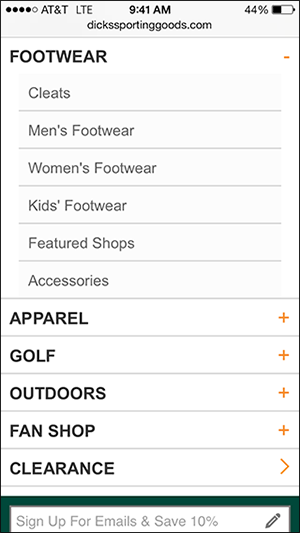 Text menu with in-situ accordions