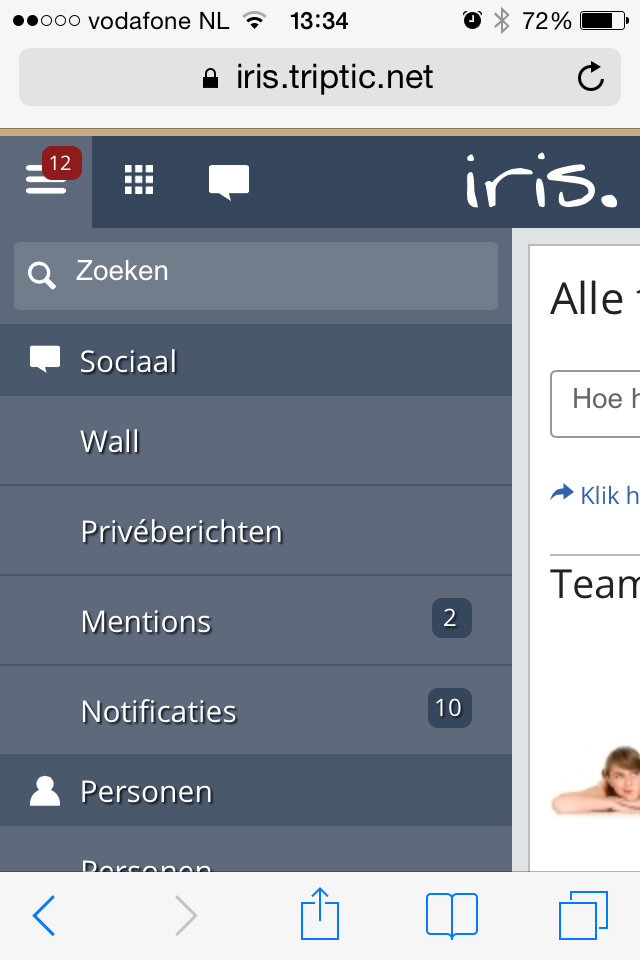 the menu on a smart phone is collapsed in an icon