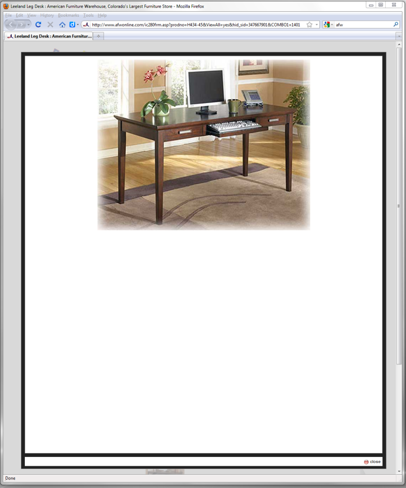 Screenshot of American Furniture Warehouse overlay