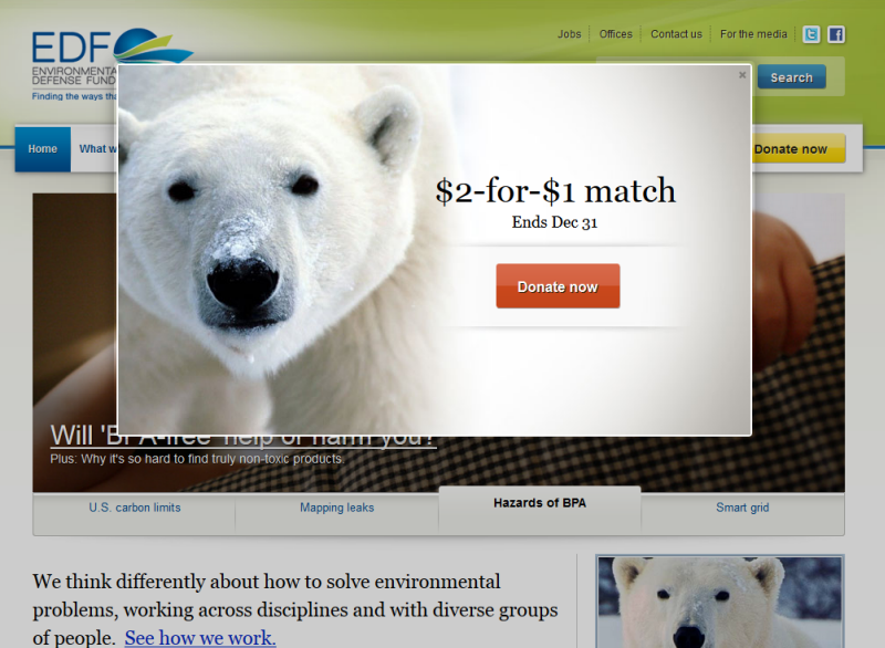 Screenshot of Environmental Defense Fund overlay 1