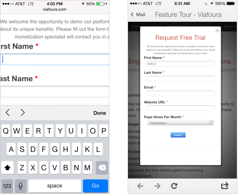 Screenshot of Viafoura.com free trial overlay