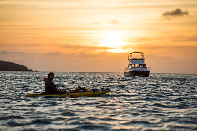 Kayaking at the anchorage in Isla Partida.