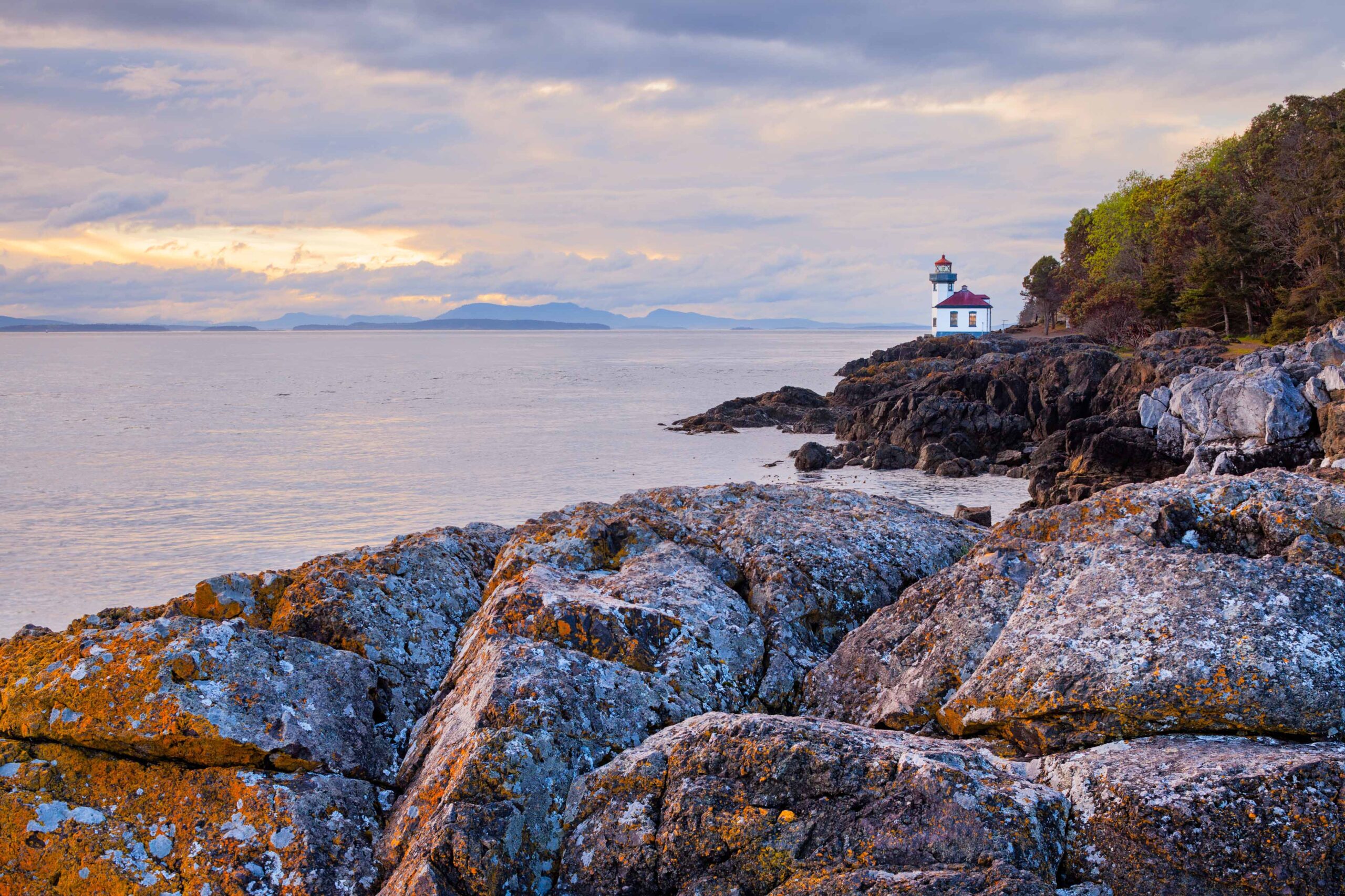 san-juan-islands-lighthouse Watching over the whales at the entrance to Haro Strait, the historic Lime Kiln Lighthouse on San Juan Island borrows its name from the lime kilns built in the area in the 1860s.