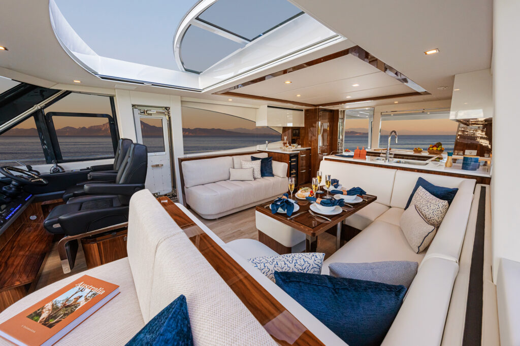 Saloon of the Riviera 6800 Sport Yacht