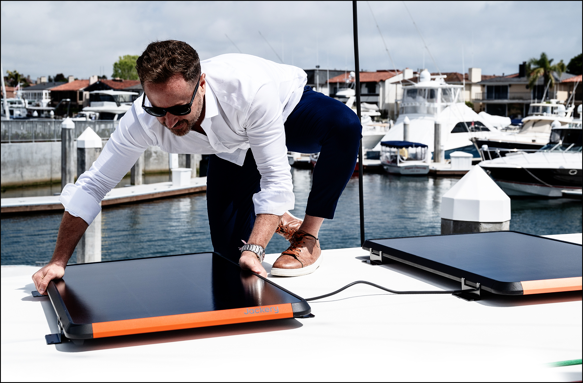 Man with solar panel