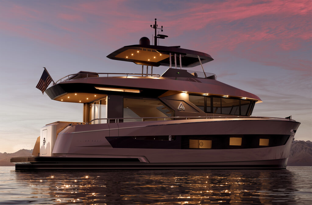 Outer Reef Yachts Advenutre 540 at dusk