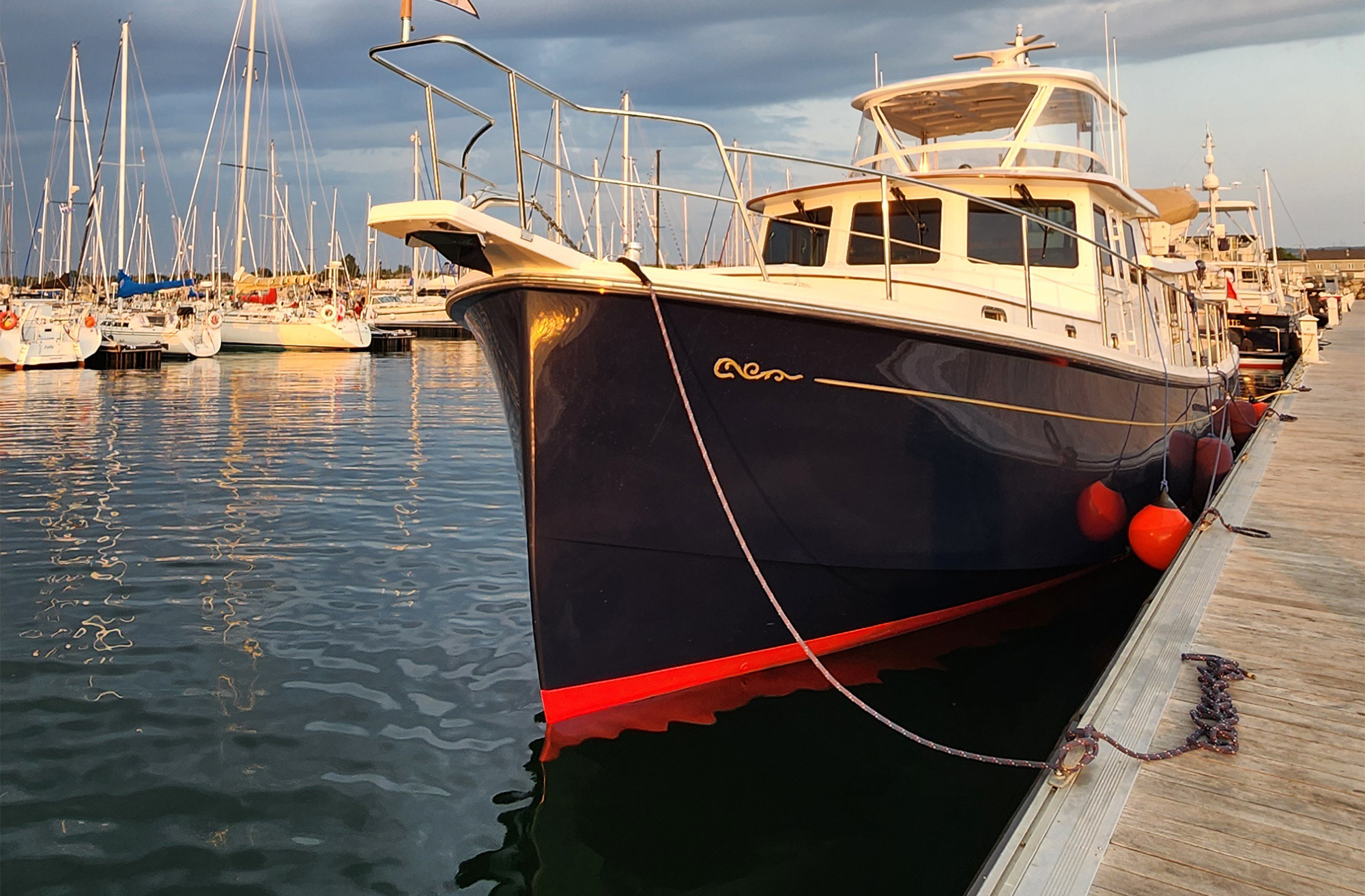 Photo: Mike Miner Krogen Express 52 at dock
